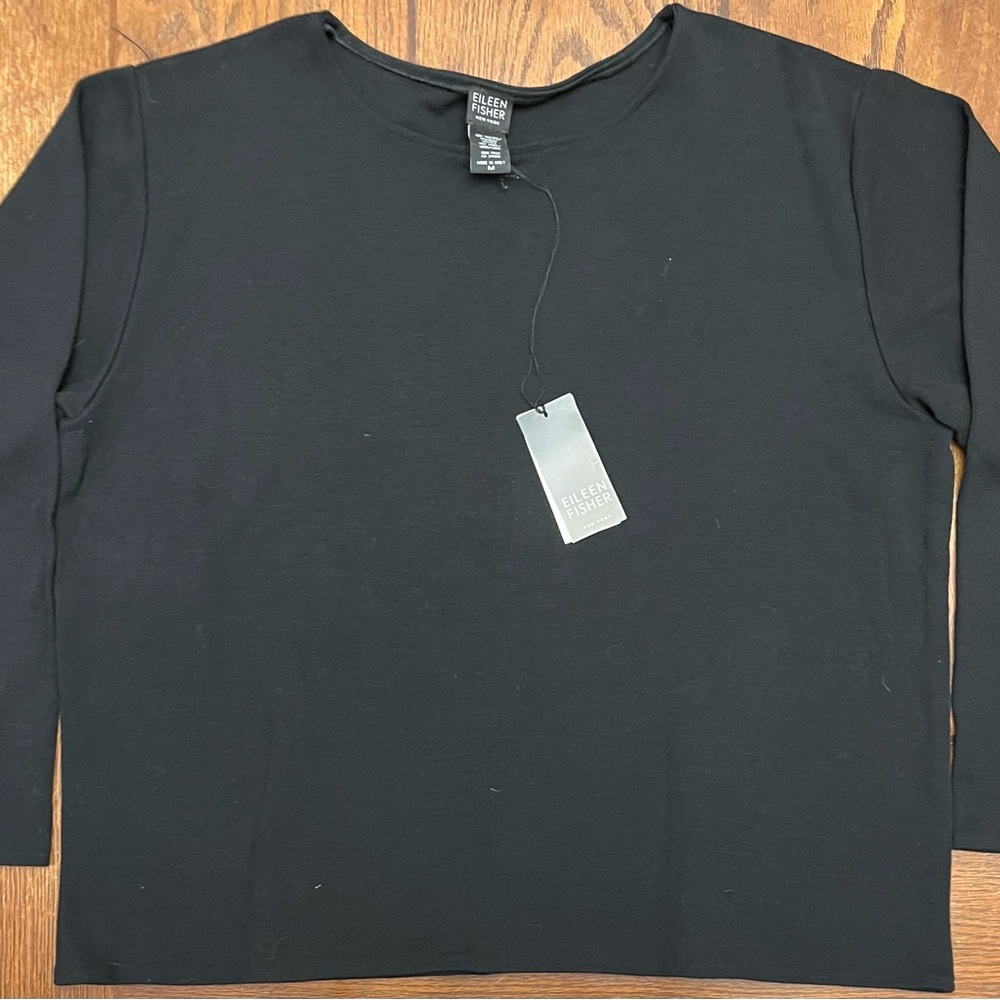 Eileen Fisher Black Long Sleeve Top  Sweater size Medium